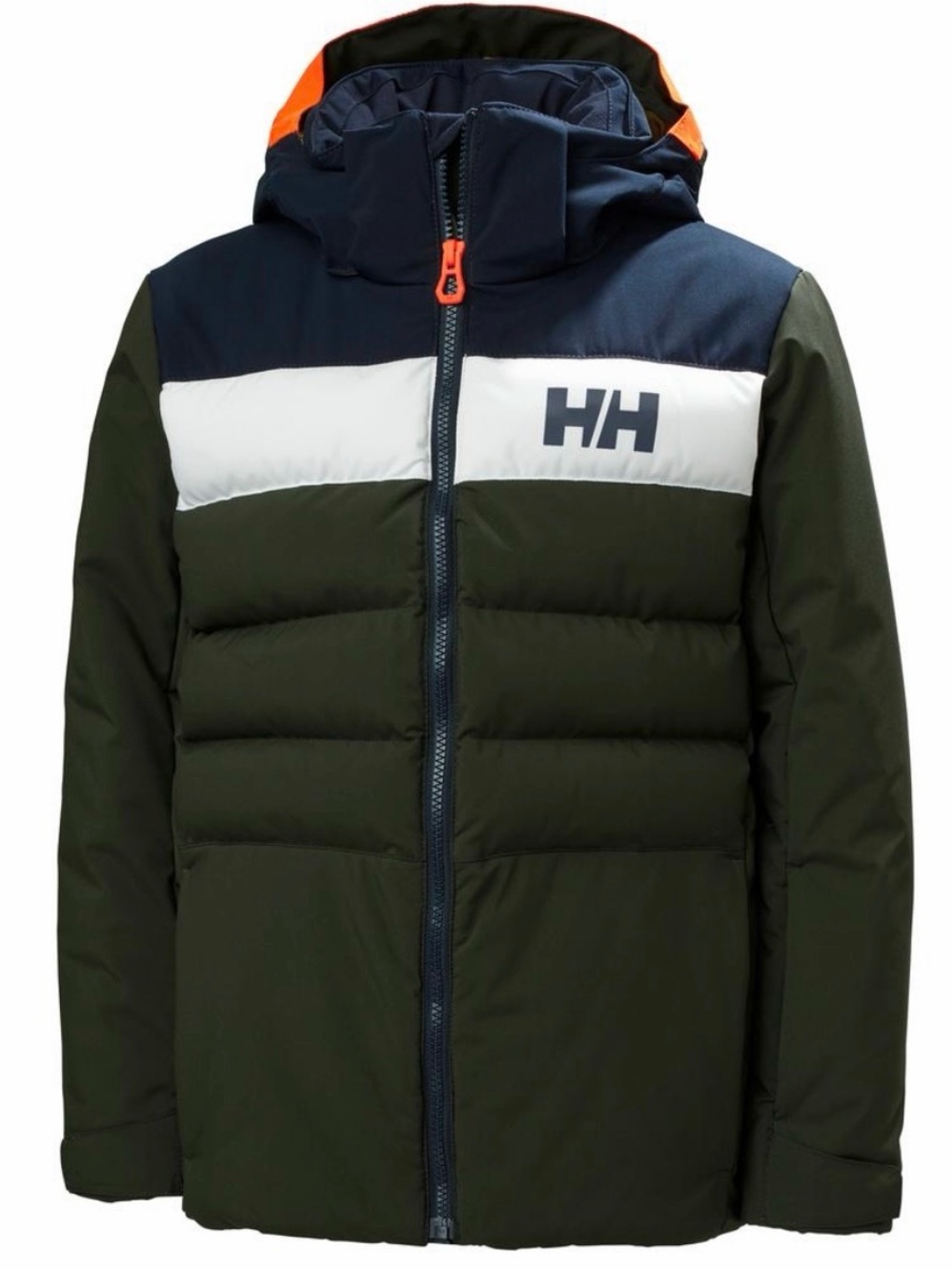 Helly Hansen Olive Navy & White Hooded Colorblock Juniors Cyclone Jacket Size 12